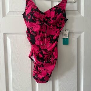 Floral Pink and Black  Swimsuit